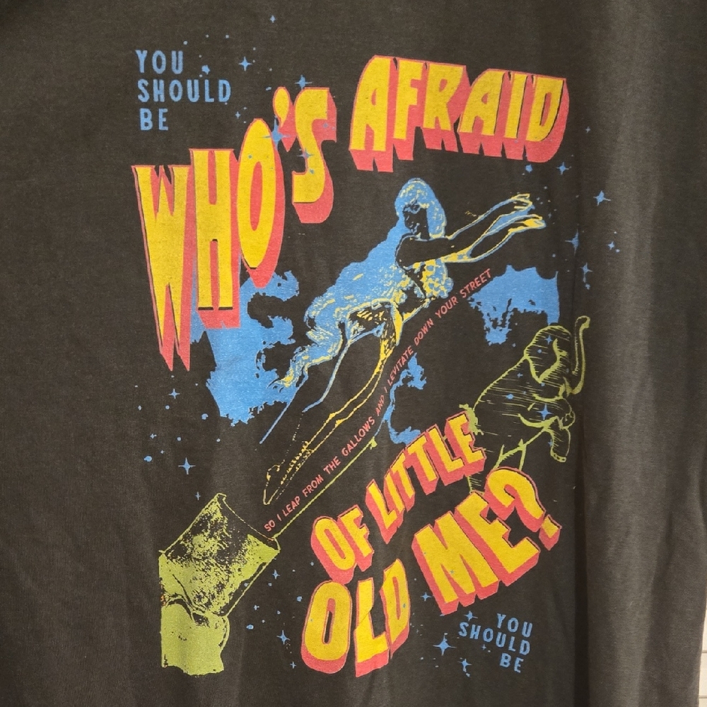 NWOT Taylor Swift TTPD Whos Afraid of Little Old Me Retro Graphic Charcoal Tee